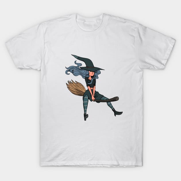 the witch on the broom T-Shirt by Sunshine Corner